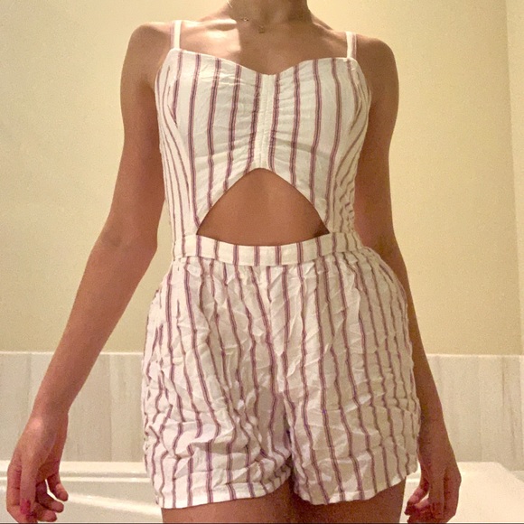 Hollister Striped Front Cut-Out Romper - Picture 1 of 9